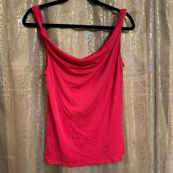 Free People Red Twisted Strap Relaxed Flowy Modal Tank Top Large NWOT - Picture 2 of 6